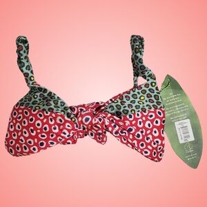Farm Rio Leopard Patch Swim Top XS Red Green Animal Print NWT 🐆❤